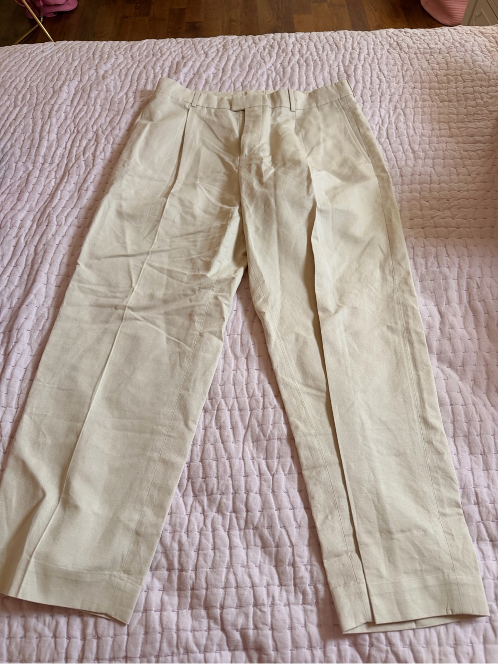 COS Cream Pleated Chinos for Men
